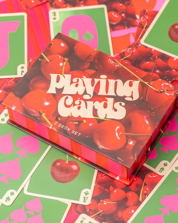 Game Night! Double Deck Playing Cards - Cherry Stripe