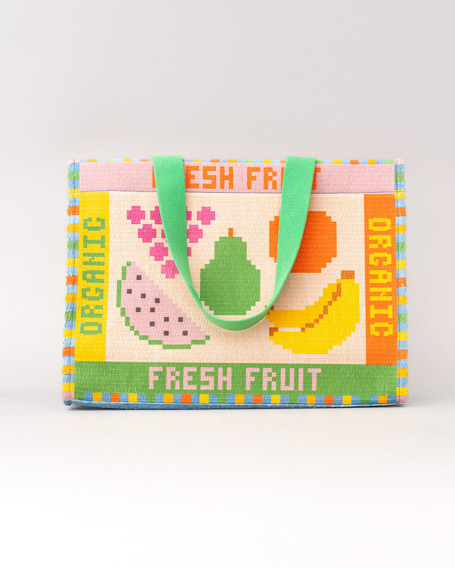 Rattan Market Bag - Fruit Tiles