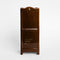 back view of brown bookshelf vase with colorful book shelves