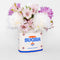 pure can sugar ceramic sugar bag vase with white and pink flowers inside