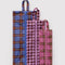 flattened set of 3 3D zip set: pink plaid, pink tartan, and blue plaid