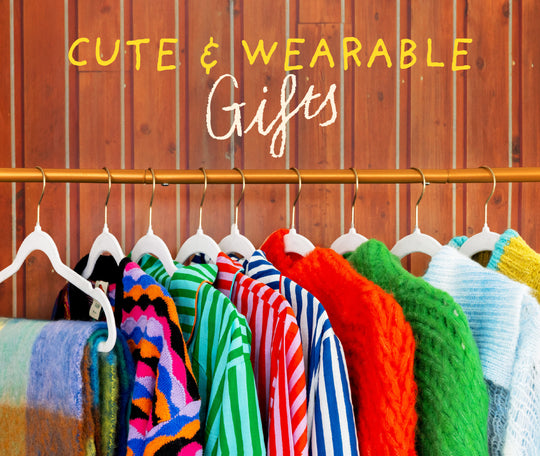 Cute and wearable holiday gifts including fun accessories and cozy apparel