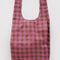 pink tartan plaid baby baggu with thin lime green lines