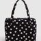 black cloud carry-on bag with white polka dot print