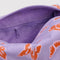 interior zipper of lavender dopp kit with orange butterfly print