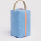 light blue dopp kit with orange zipper