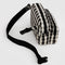 sideview of black and white gingham fanny pack with black strap