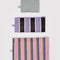 set of three colorful stripe flat pouch set