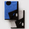 set of two polka dot hand towels: blue with black dots, and cream with black polka dots