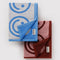 set of smiley hand towels: light blue with blue smiley, pink and red smiley