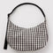 black and cream gingham large crescent bag