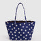 navy large reversible tote with brown interior