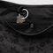key leash of charcoal grey medium crescent bag with black ditsy floral print