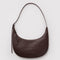 brown recycled leather flat crescent bag