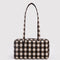 brown blurred gingham nylon bowler bag