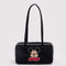 black bowler bag with white piping and embroidered mickey head and red 'MICKEY' font