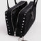 interior key leash of black nylon bowler bag with silver studs on the side