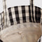 interior of cream and black gingham drawstring bag
