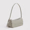side view of sage green and white vertical stripe nylon loaf bag