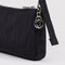 smiley charm of black pochette bag with print ' LOVE NY' across the front