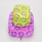 set of 2 packing cubes: small yellow with hot pink smiley print and medium pink with cobalt smiley print