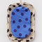 flattened set of two packing cubes: blue polka dot and cream and black polka dot