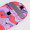 purple, pink and orange 13 in. laptop sleeve with purple dolphin print with a laptop inside