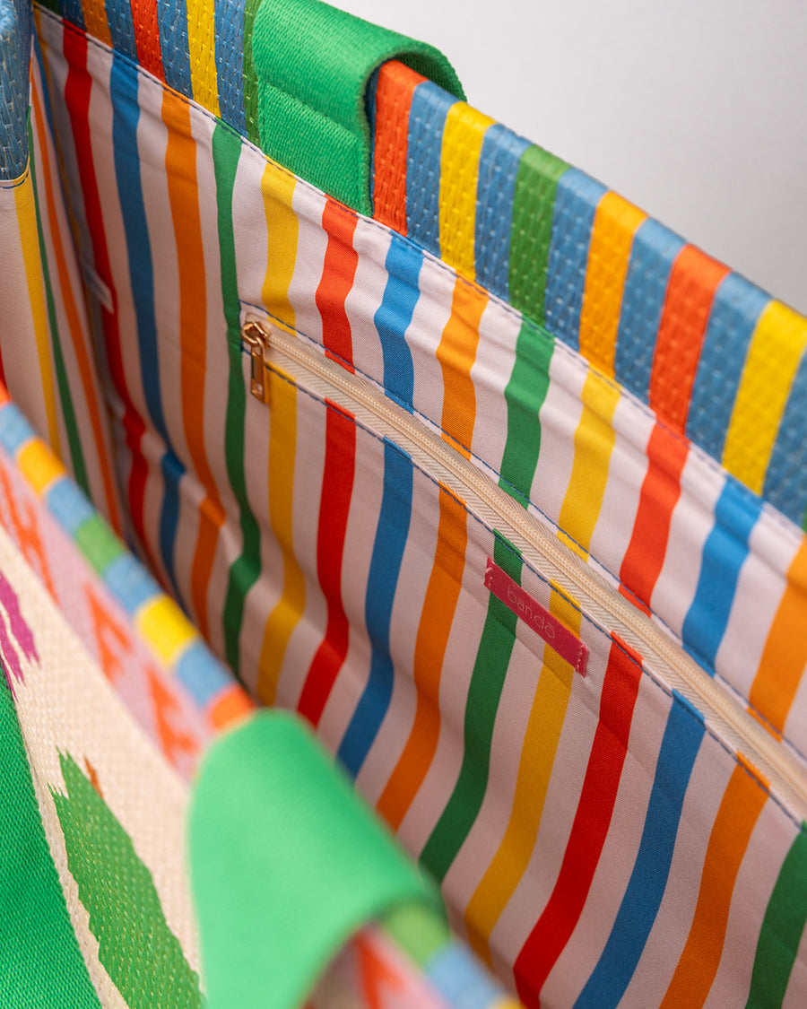 Rattan Market Bag - Fruit Tiles