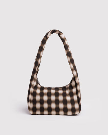 brown blurred gingham small meringue bag with thick twist strap