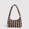 brown blurred gingham small meringue bag with thick twist strap