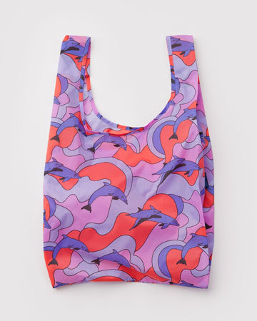 purple, orange and pink standard baggu with purple dolphin print
