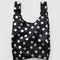 black standard baggu with silver metallic polka dots
