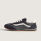 side view of two toned pewter super low pro sneaker