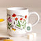 white ceramic coffee mug with colorful wildflower botanical print