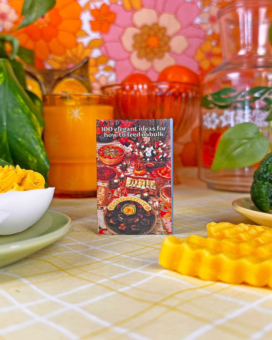 back view of preparing buffet cookbook matchbook