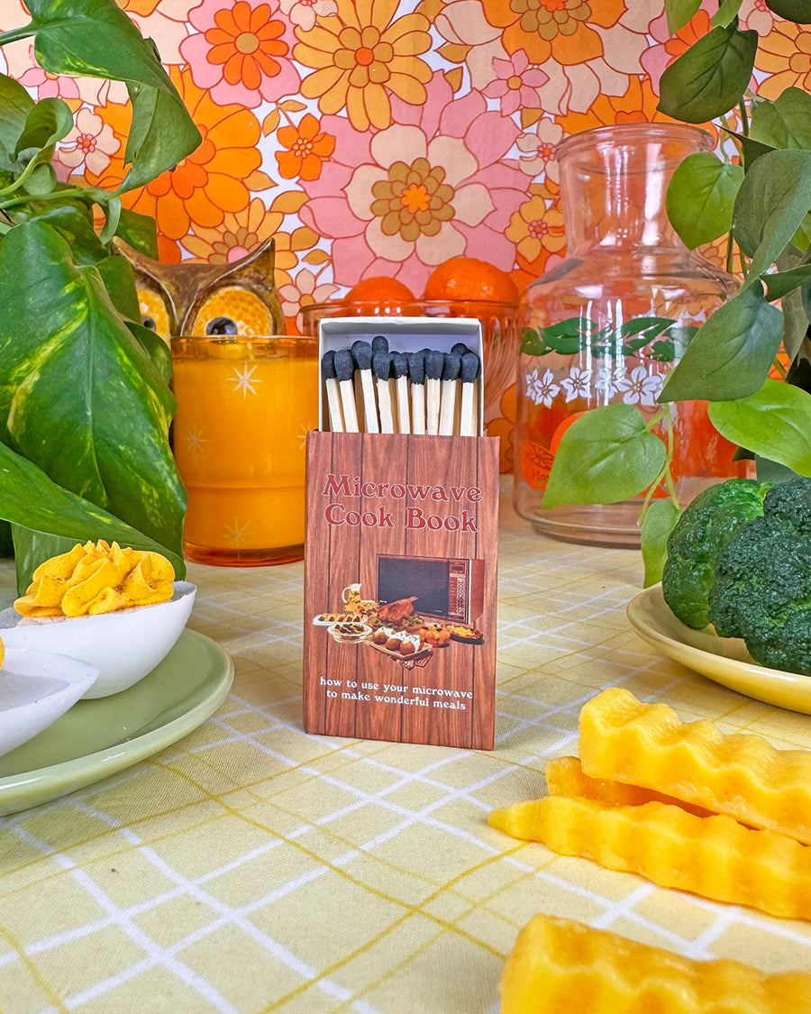 black tipped matches inside of 'microwave cookbook' matchbook