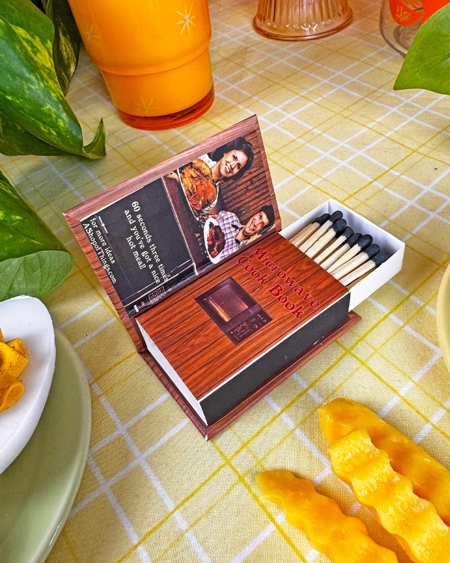 opened 'microwave cookbook' matchbook