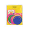 packaged set of 14 colorful circle and smiley square bookplates with 'from the library of" and 'this book belongs to' on the front