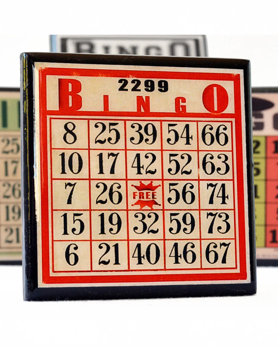 cream and red bingo card 