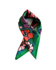 green kerchief with abstract floral print