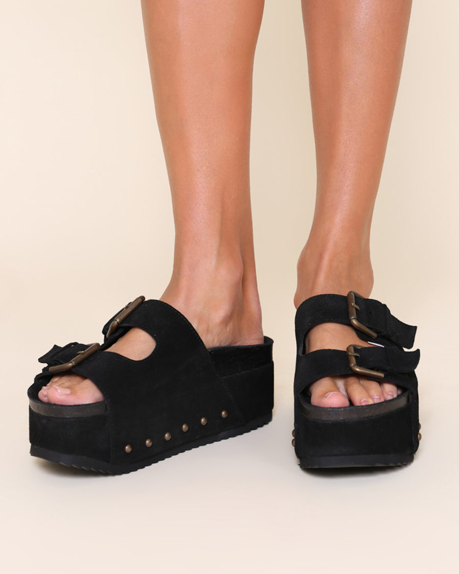Cooper-2 Suede Platform Slide Black –