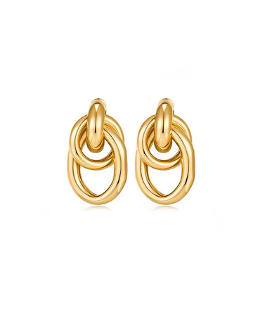 gold circle dangle earrings