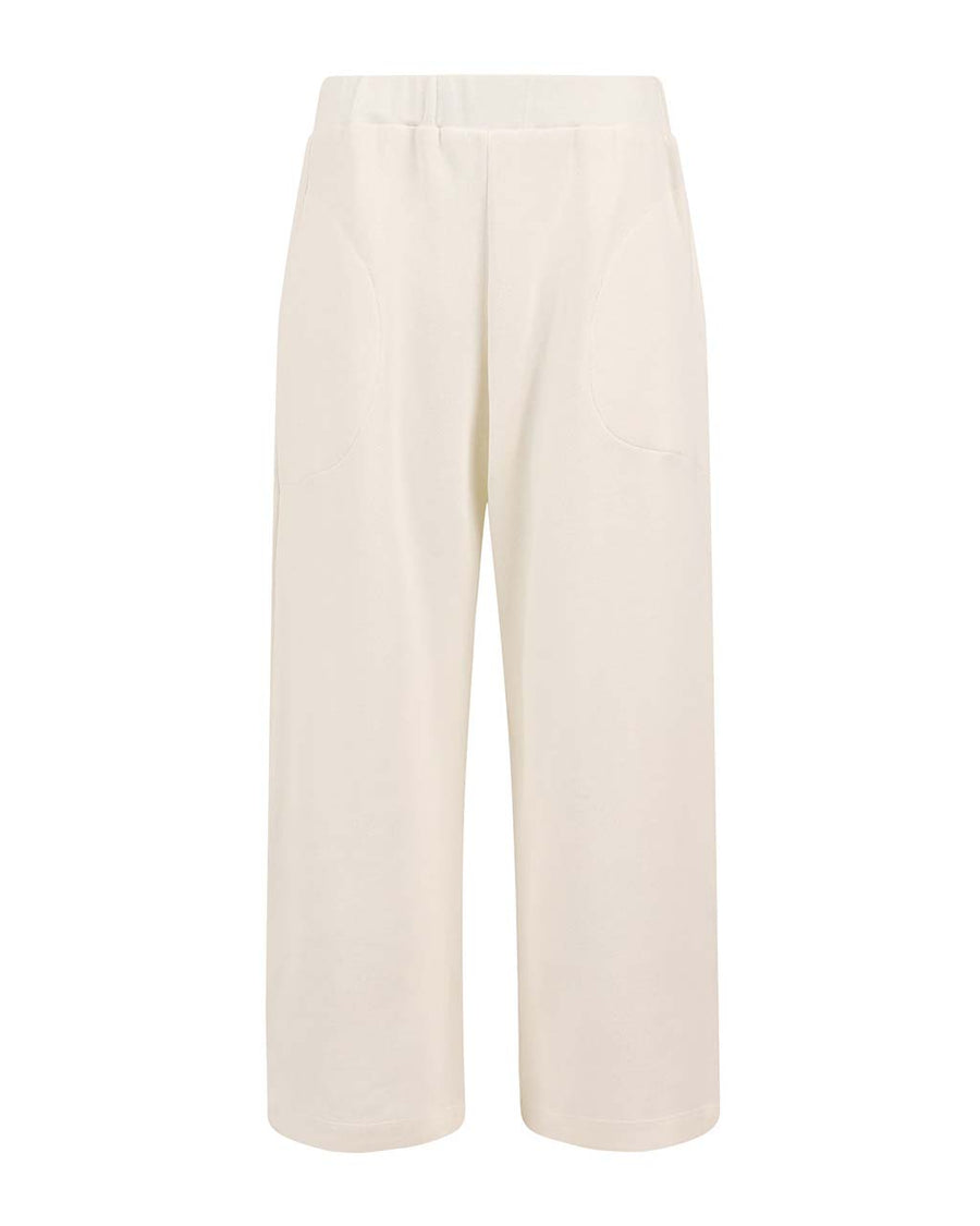 front view of off white wide leg pants