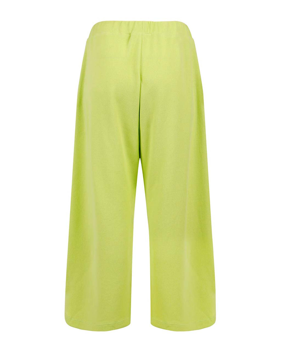back view of lime green wide leg pants