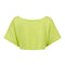 front view of lime green button back crop top