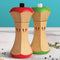 set of two wooden salt and pepper grinder in red and green