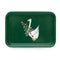 green small trinket tray with putunia holding a pine branch