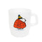 white mug with snoopy in a large red puffer jacket and yellow beanie 