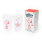 clear pebbled cups with red snoopy in a bottle of root beer and 'SLURP' on the reverse side and box
