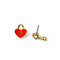 red heart locket and key stud earrings